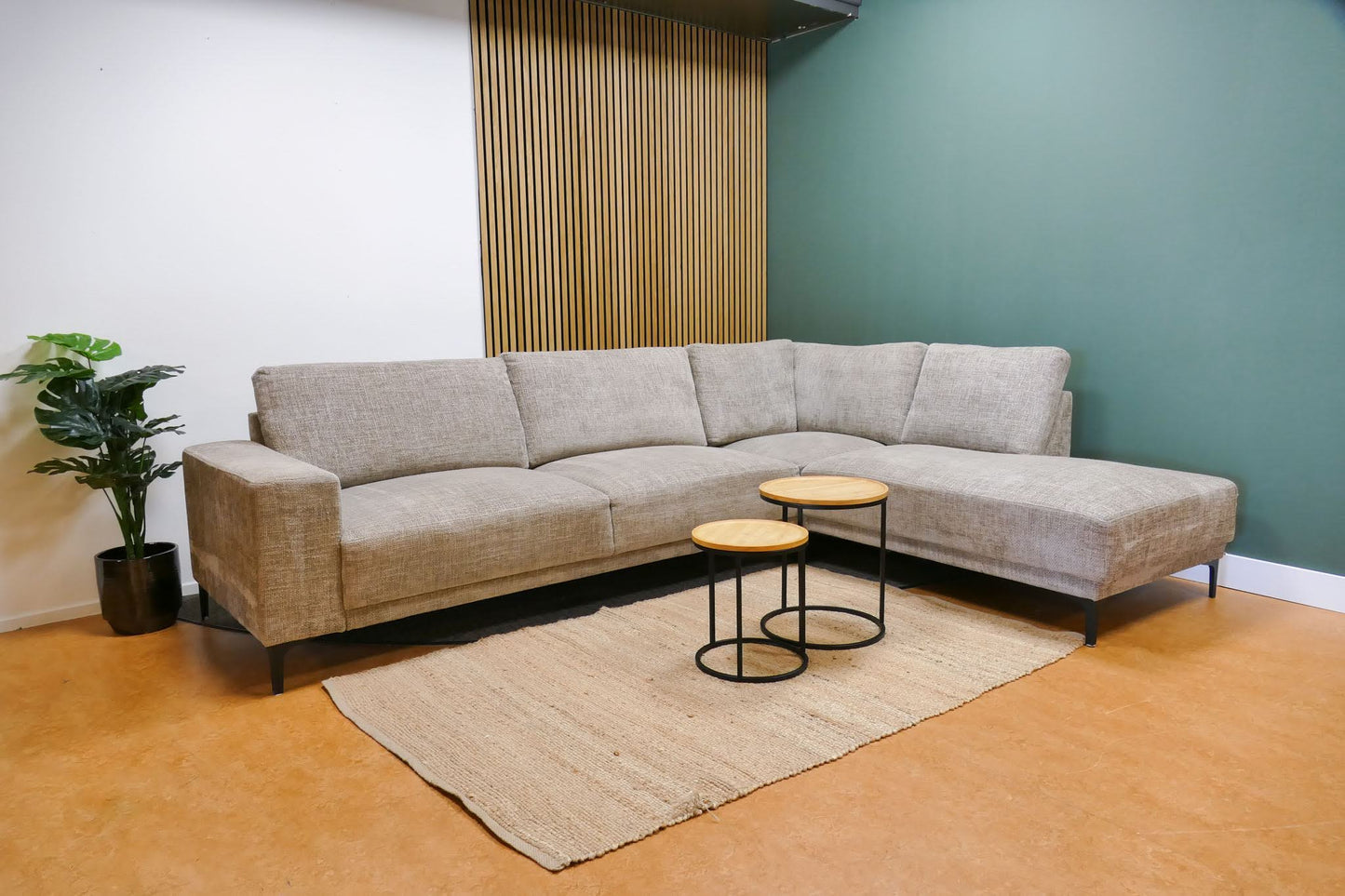 Refurbished Pronto Hoekbank Beige Gemeleerd