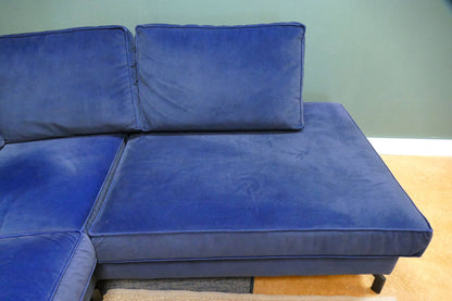 Refurbished Hoekbank Velvet Donkerblauw