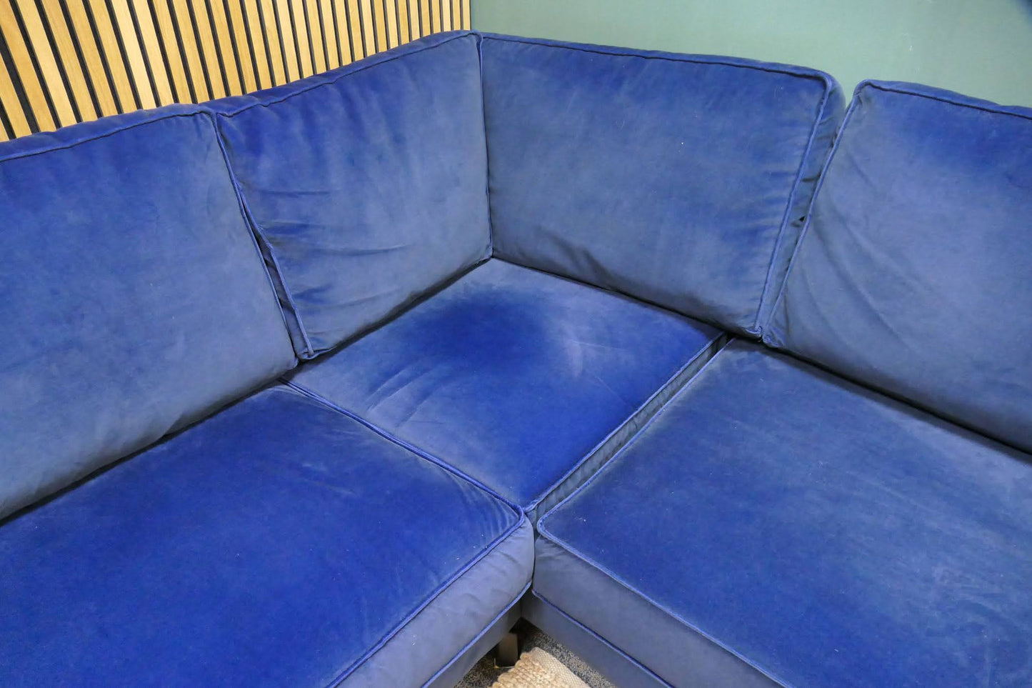 Refurbished Hoekbank Velvet Donkerblauw
