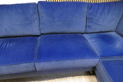 Refurbished Hoekbank Velvet Donkerblauw