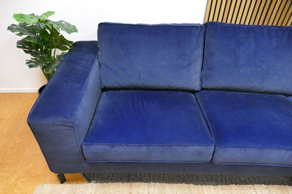 Refurbished Hoekbank Velvet Donkerblauw