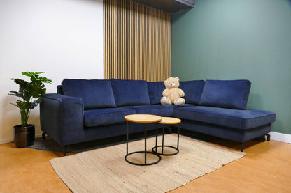 Refurbished Hoekbank Velvet Donkerblauw