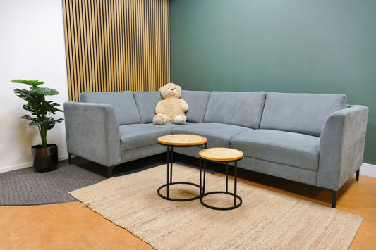 Refurbished Kleine Pronto Hoekbank Licht Grijs Blauw