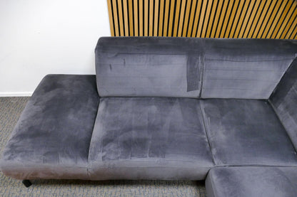 Refurbished Moderne Hoekbank Velvet Antraciet
