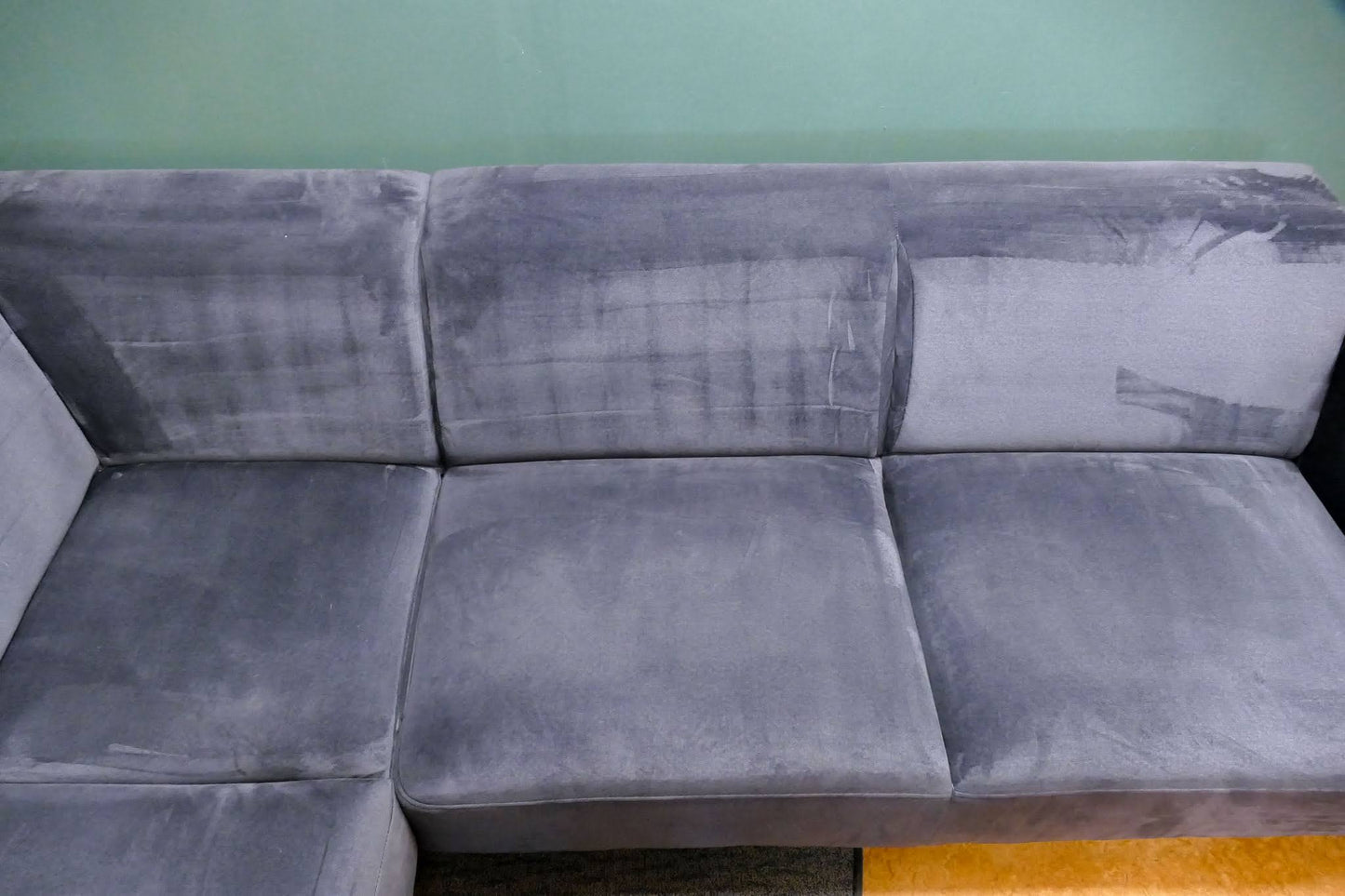 Refurbished Moderne Hoekbank Velvet Antraciet