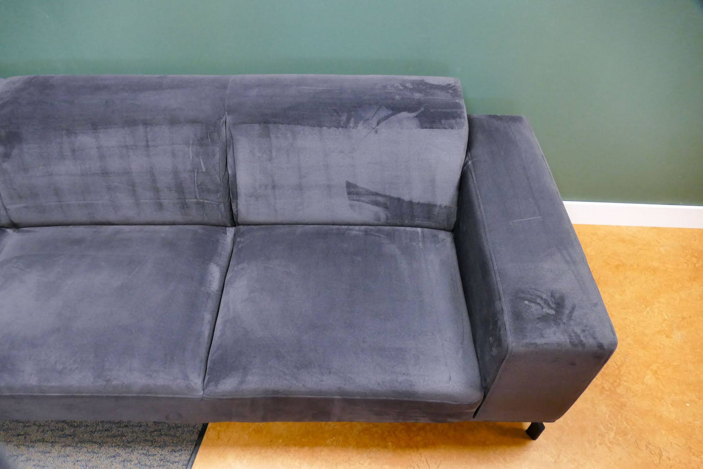 Refurbished Moderne Hoekbank Velvet Antraciet