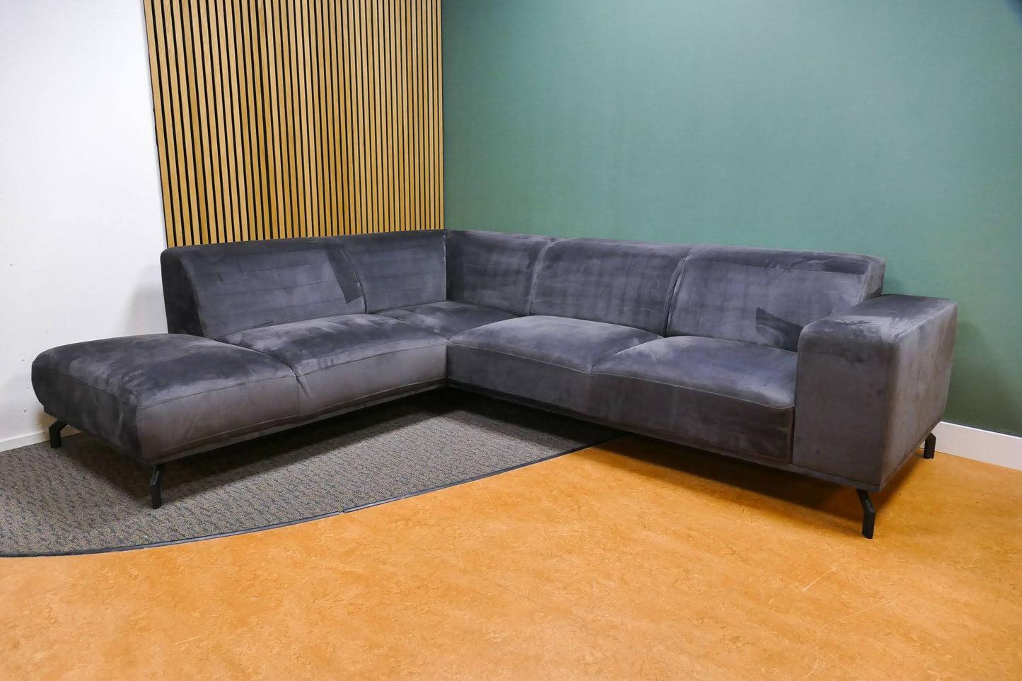Refurbished Moderne Hoekbank Velvet Antraciet