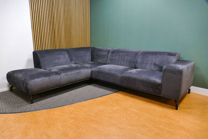 Refurbished Moderne Hoekbank Velvet Antraciet