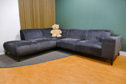 Refurbished Moderne Hoekbank Velvet Antraciet