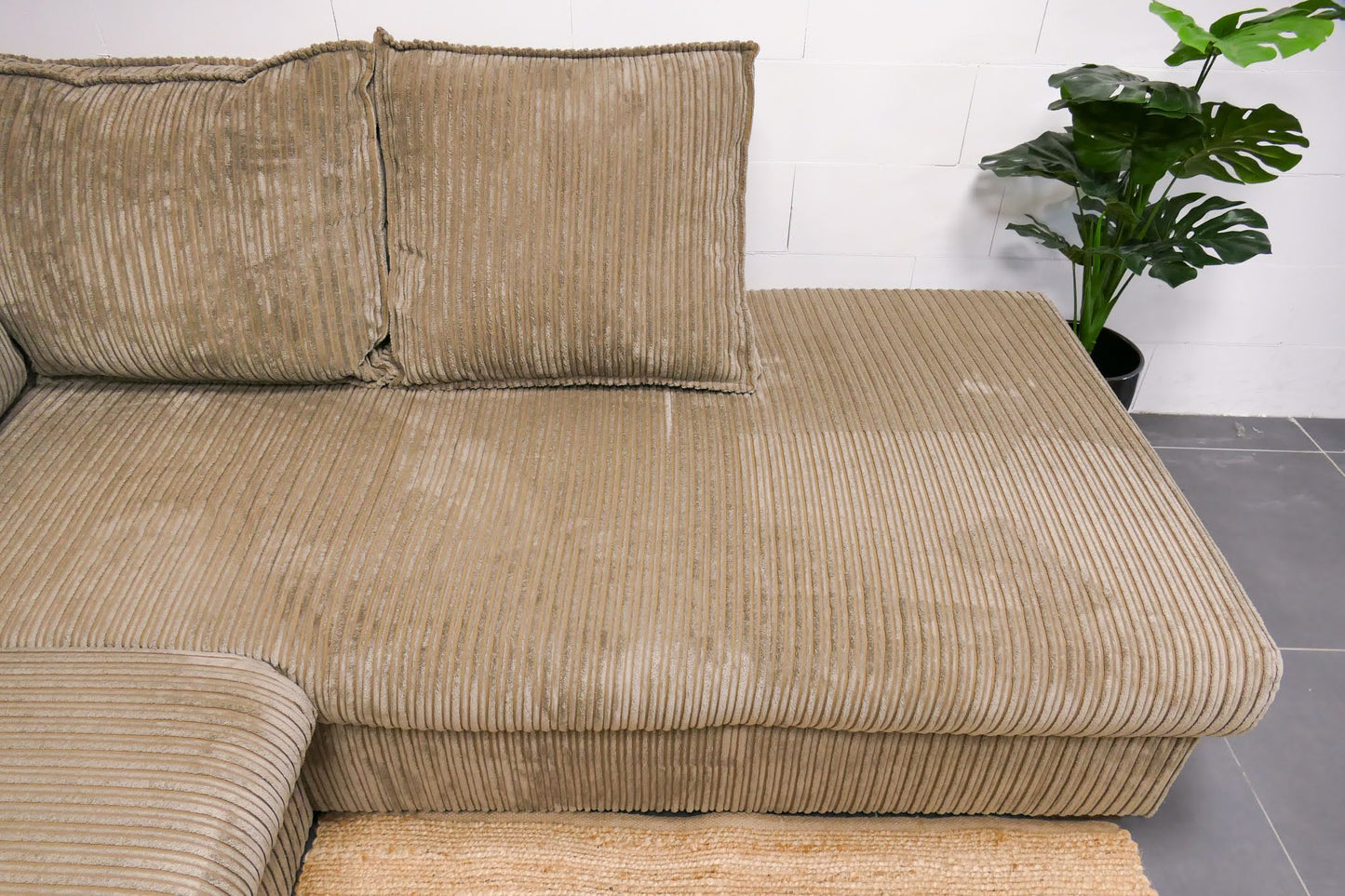 Refurbished U-bank Taupe Ribstof