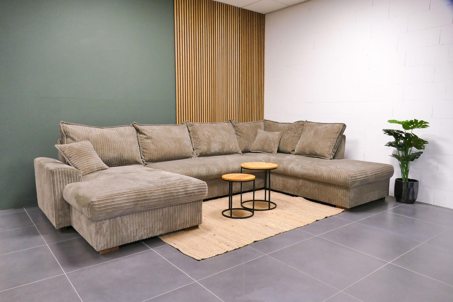 Refurbished U-bank Taupe Ribstof