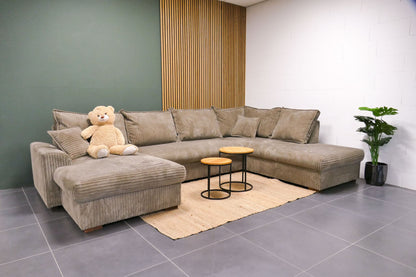 Refurbished U-bank Taupe Ribstof