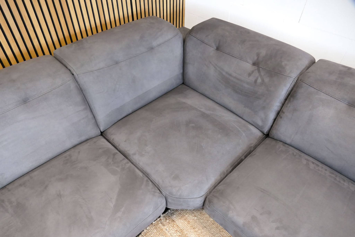 Refurbished Hoekbank Bayfield antraciet verstelbare hoofdsteunen