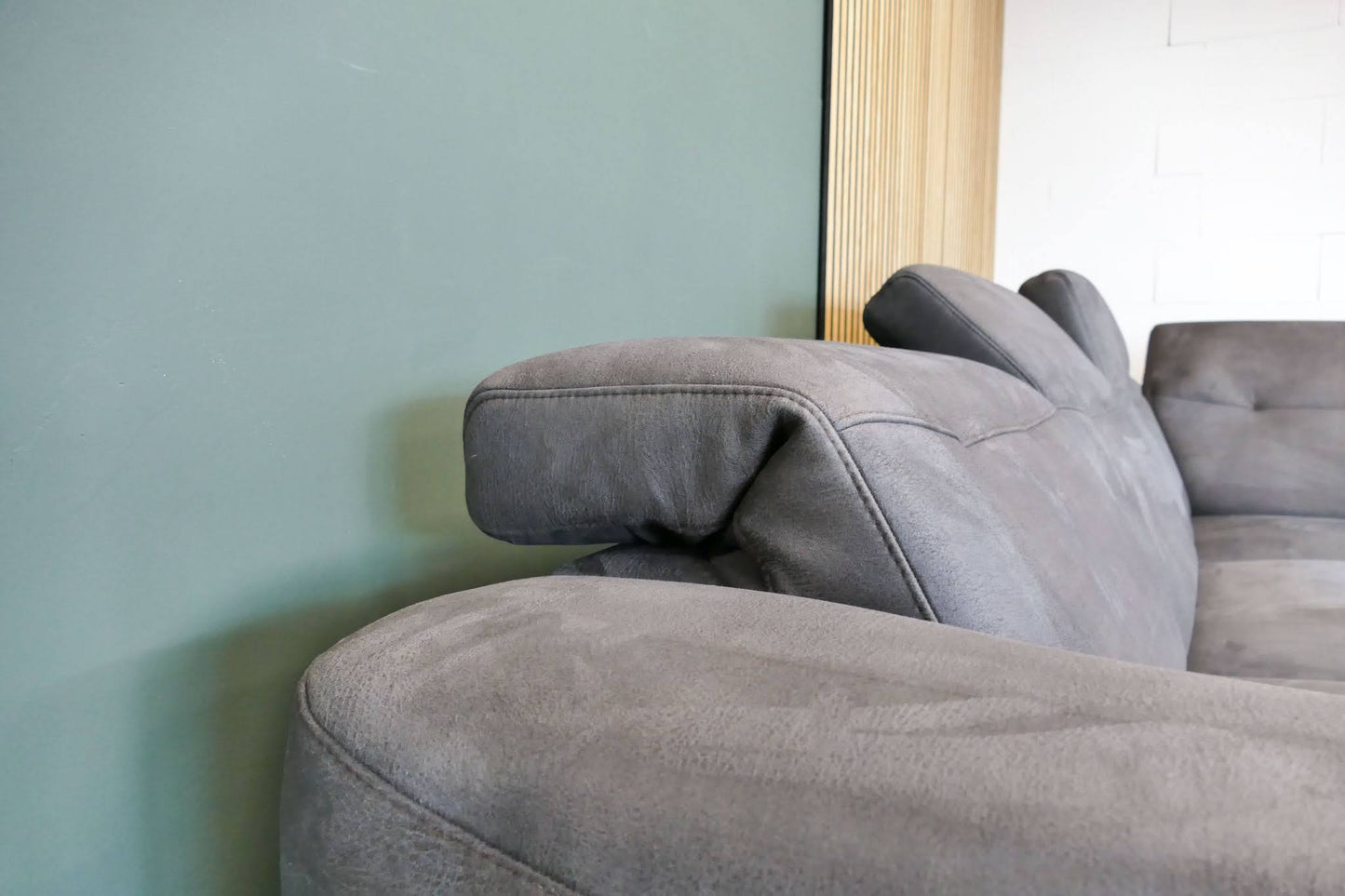 Refurbished Hoekbank Bayfield antraciet verstelbare hoofdsteunen