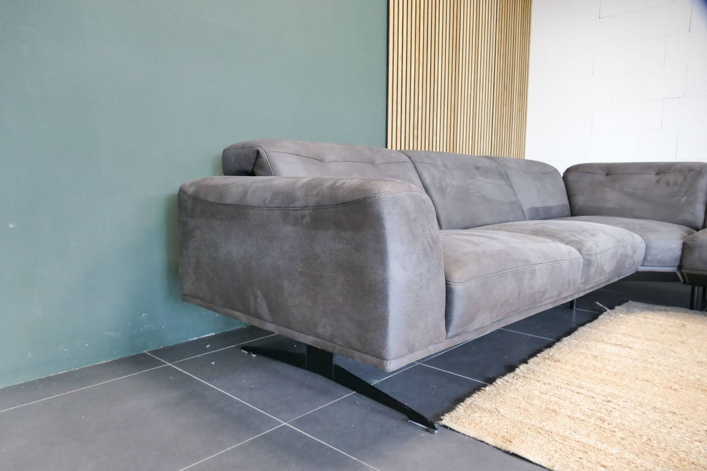 Refurbished Hoekbank Bayfield antraciet verstelbare hoofdsteunen