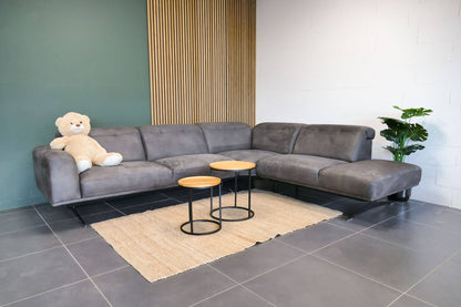 Refurbished Hoekbank Bayfield antraciet verstelbare hoofdsteunen