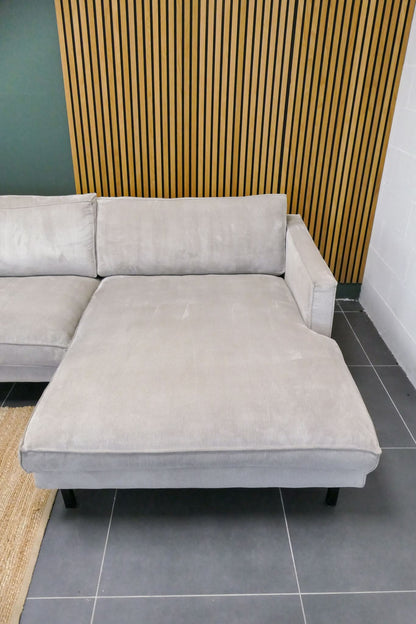 Refurbished Hoekbank Bysidde Ribstof Beige