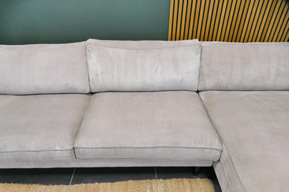 Refurbished Hoekbank Bysidde Ribstof Beige