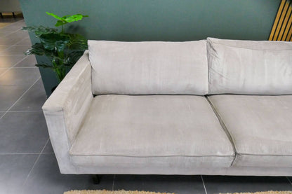 Refurbished Hoekbank Bysidde Ribstof Beige