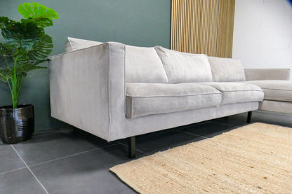 Refurbished Hoekbank Bysidde Ribstof Beige