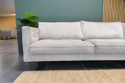 Refurbished Hoekbank Bysidde Ribstof Beige