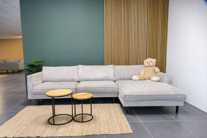 Refurbished Hoekbank Bysidde Ribstof Beige