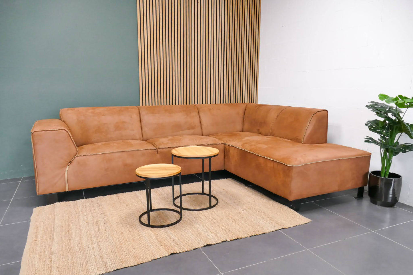 Refurbished Cognac Hoekbank Label67