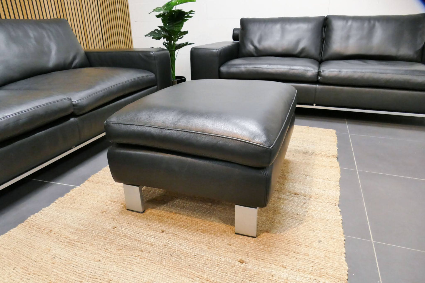 Refurbished Montel Set Zwart Leder 3 en 2,5 zits