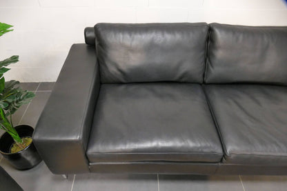 Refurbished Montel Set Zwart Leder 3 en 2,5 zits