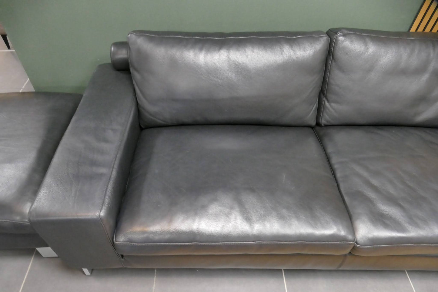 Refurbished Montel Set Zwart Leder 3 en 2,5 zits