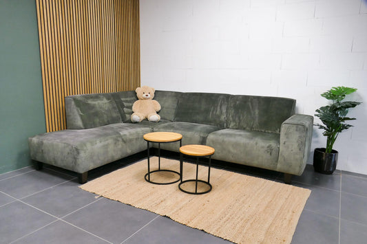 Refurbished Velvet Hoekbvank Groen SEVN