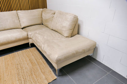 Refurbished Hoekbank Beige Microvezel