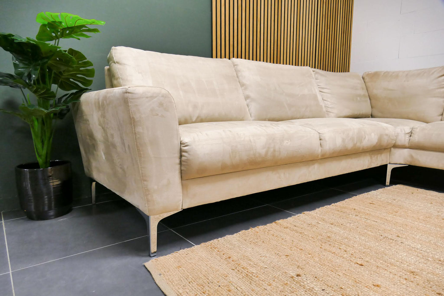 Refurbished Hoekbank Beige Microvezel