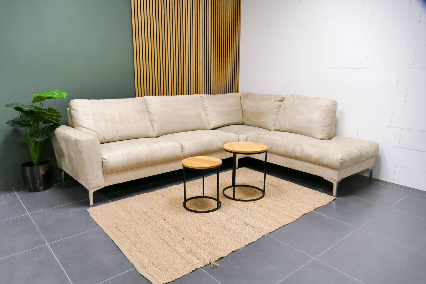 Refurbished Hoekbank Beige Microvezel