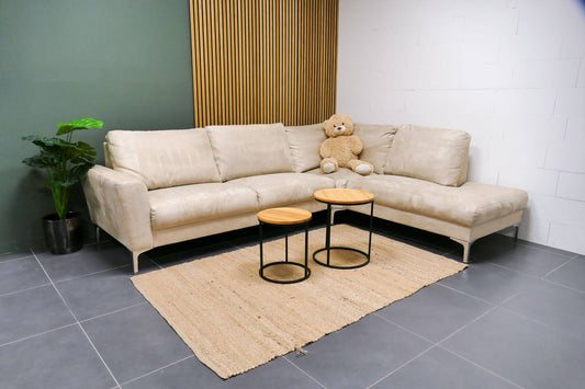 Refurbished Hoekbank Beige Microvezel