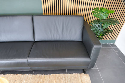 Refurbished Montel Trial 3 Zits Bank Zwart Leer