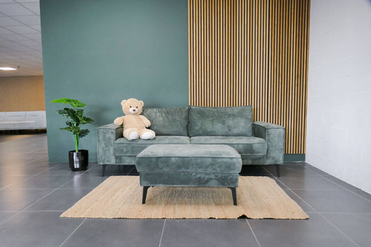 Refurbished 3 Zits Bank Groen met Hocker