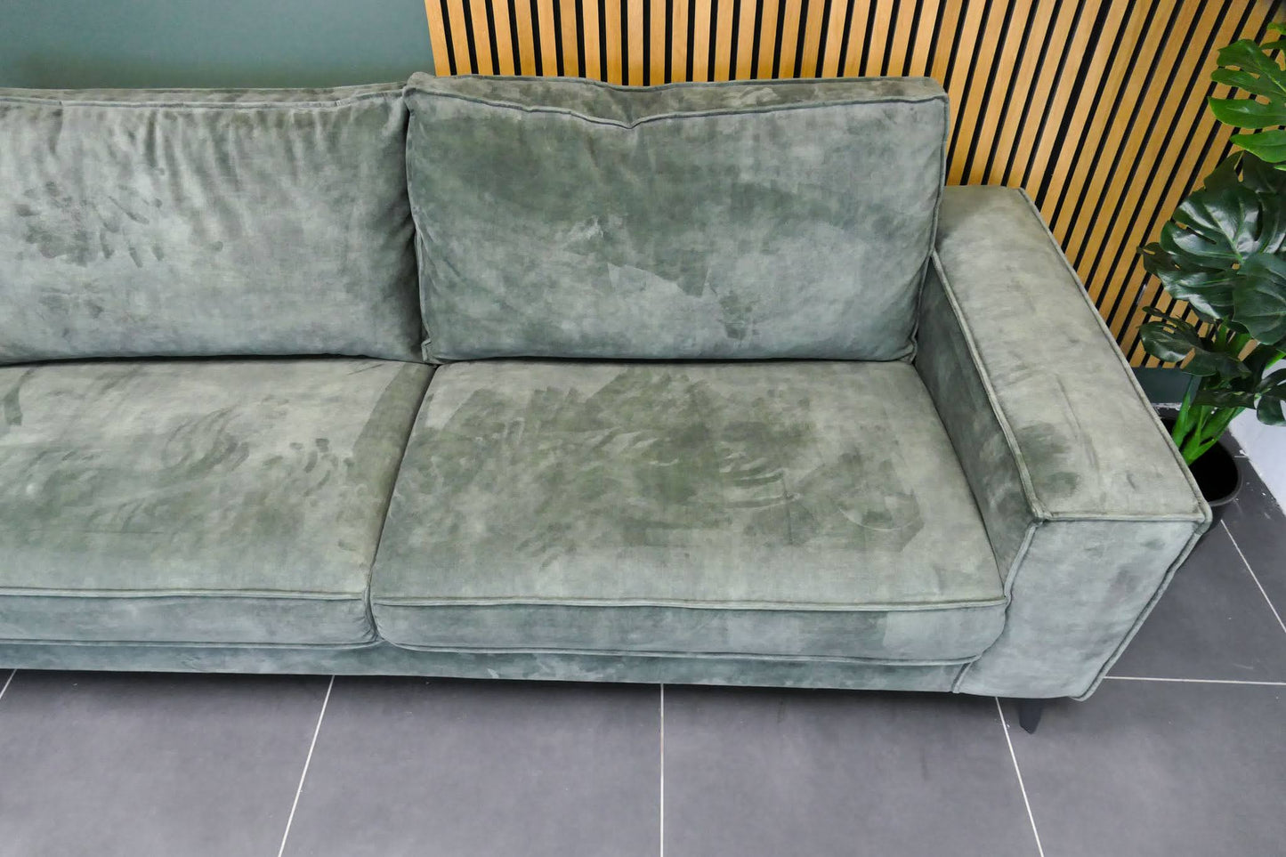 Refurbished 3 Zits Bank Groen met Hocker