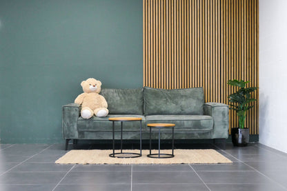Refurbished 3 Zits Bank Groen met Hocker