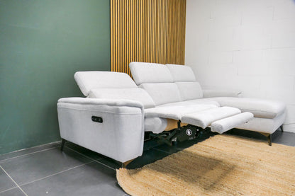 Refurbished Chaise Longue Gebroken Wit / Beige Elektrisch