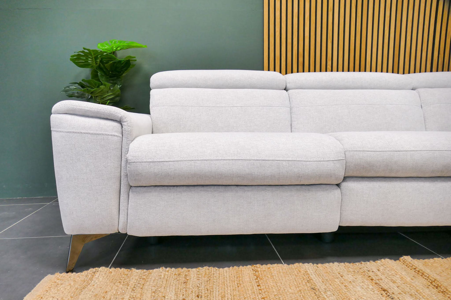 Refurbished Chaise Longue Gebroken Wit / Beige Elektrisch