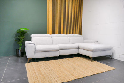 Refurbished Chaise Longue Gebroken Wit / Beige Elektrisch