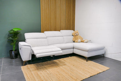 Refurbished Chaise Longue Gebroken Wit / Beige Elektrisch
