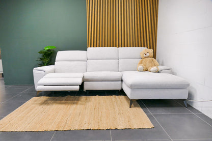 Refurbished Chaise Longue Gebroken Wit / Beige Elektrisch