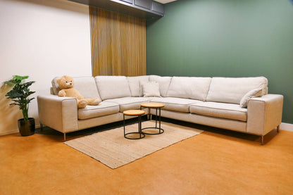 Refurbished Hoekbank Beige Gemeleerd