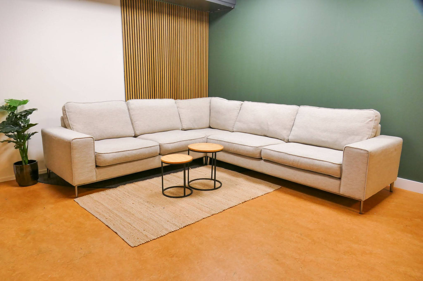 Refurbished Hoekbank Beige Gemeleerd