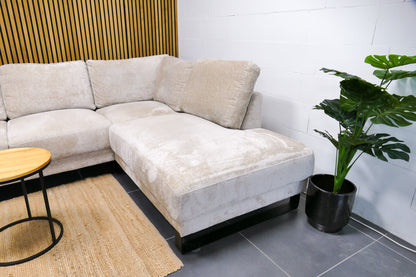 Refurbished Moderne Hoekbank Beige Bouclé