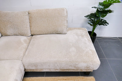 Refurbished Moderne Hoekbank Beige Bouclé