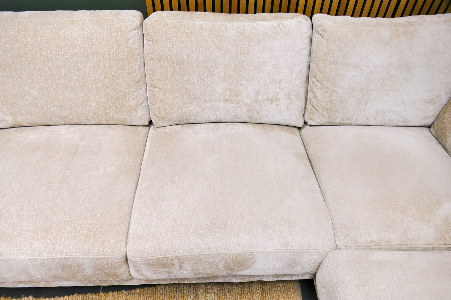 Refurbished Moderne Hoekbank Beige Bouclé