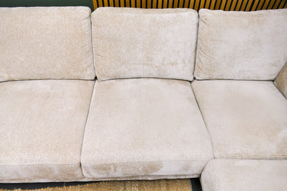 Refurbished Moderne Hoekbank Beige Bouclé